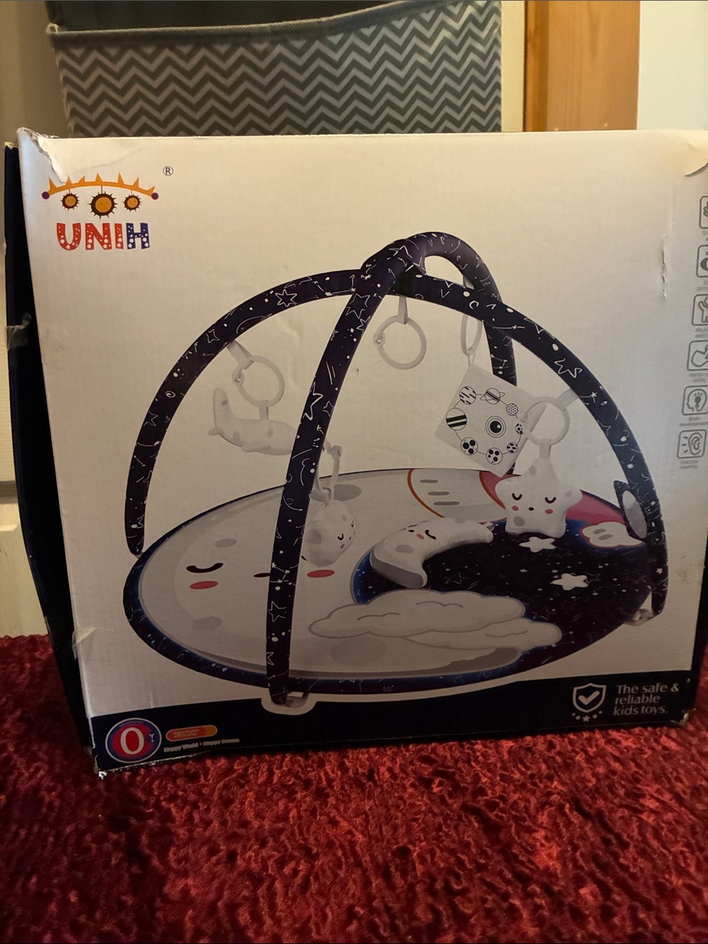 Navy Star Baby Play Mat with Hanging Toys